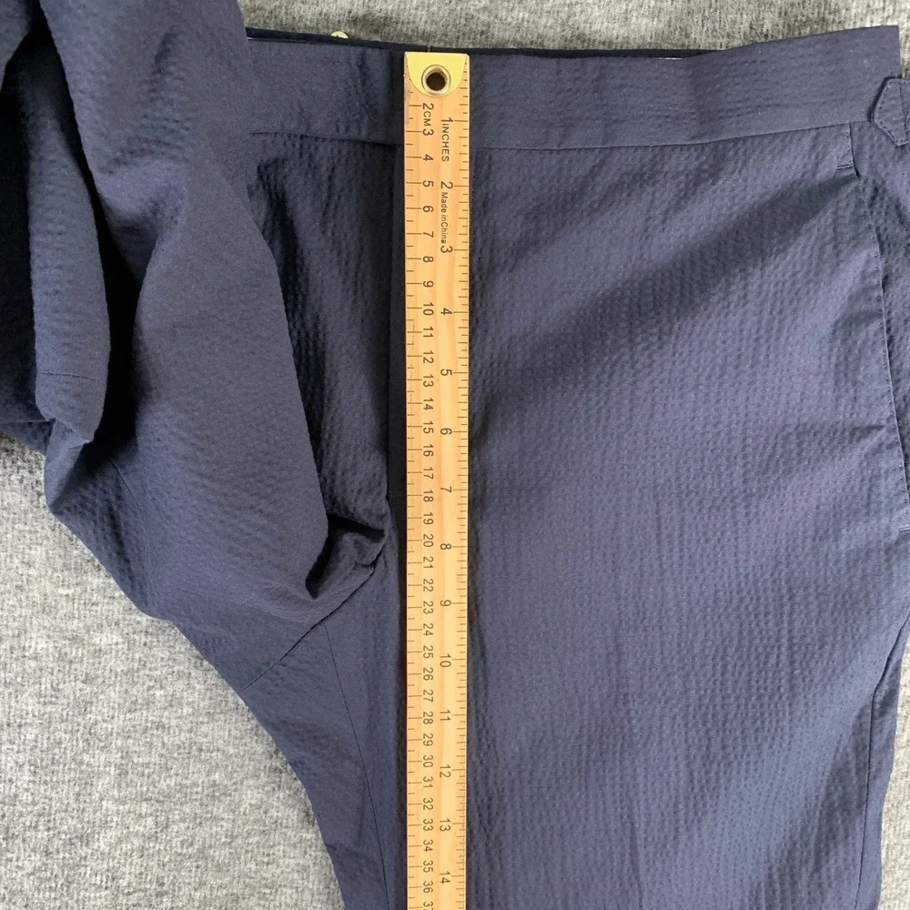 Polo Ralph Lauren Seersucker Pants Men 32x27 Navy Blue Old Money Side Straps